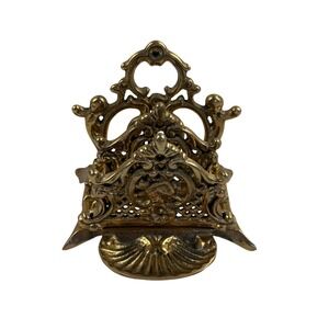 Brass Letter Holder Napkin Ornate Victorian Desk Handcasted‎ 80s Upper Deck